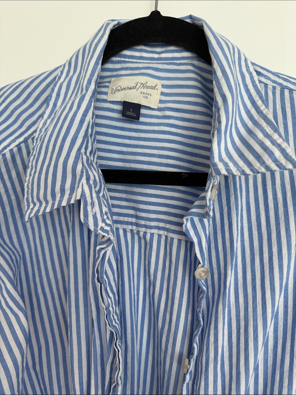 Universal Thread Blue & White Striped Shirt Dress - Picture 3 of 4